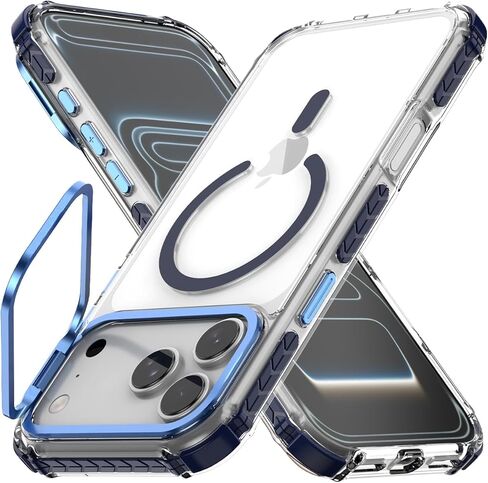 Nvollnoe for iPhone 17 Pro Max Case Compatible with MagSafe Military Grade Shockproof Heavy Duty Protective Adjustable Kickstand Matte Semi Clear Phone Case for iPhone 17 Pro Max(Clear) in Kuwait