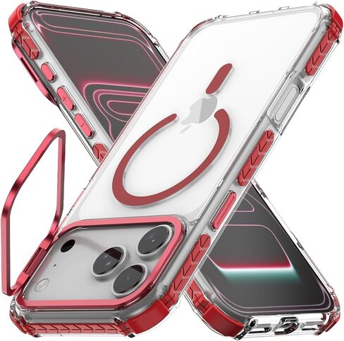 Nvollnoe for iPhone 17 Pro Max Case Compatible with MagSafe Military Grade Shockproof Heavy Duty Protective Adjustable Kickstand Matte Semi Clear Phone Case for iPhone 17 Pro Max(Clear) in Kuwait