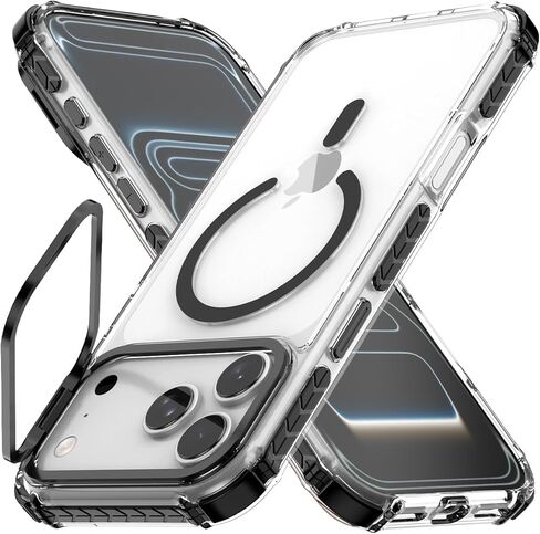 Nvollnoe for iPhone 17 Pro Max Case Compatible with MagSafe Military Grade Shockproof Heavy Duty Protective Adjustable Kickstand Matte Semi Clear Phone Case for iPhone 17 Pro Max(Clear) in Kuwait