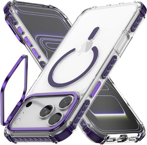 Nvollnoe for iPhone 17 Pro Max Case Compatible with MagSafe Military Grade Shockproof Heavy Duty Protective Adjustable Kickstand Matte Semi Clear Phone Case for iPhone 17 Pro Max(Clear) in Kuwait