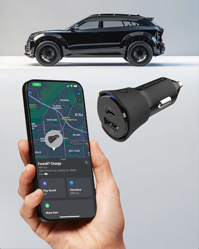 شاحن سيارة Scosche FoundIT Charge 32 وات، محول ولاعة سجائر متعدد المنافذ مع شحن سريع 20 وات USB-C ومنفذ USB-A 12 وات، محدد موقع مدمج متوافق مع Apple Find My وAndroid Find Hub in Kuwait