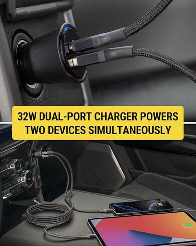 شاحن سيارة Scosche FoundIT Charge 32 وات، محول ولاعة سجائر متعدد المنافذ مع شحن سريع 20 وات USB-C ومنفذ USB-A 12 وات، محدد موقع مدمج متوافق مع Apple Find My وAndroid Find Hub in Kuwait