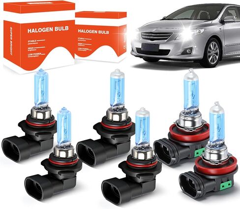 OQSNCV Fit for Toyota Corolla (2009-2016) High Performance Halogen Headlight Bulbs, 9005 High Beam+ 9006 Low Beam+ H11 Fog Light Headlamp Replacement Bulbs Kit 100W, Pack of 6 in Saudi Arabia