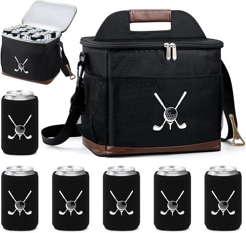 Golf Cart Cooler Bag Insulated with 6 Beer Can Coolers Sleeves 16L Large Leakproof Lunch Bag with Bottle Opener Ice Cooling Holds for Golf Push Cart Camping Hiking in Kuwait