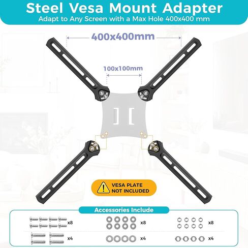 تمديد دعامة محول حامل التلفزيون، مجموعة لوحة محول تثبيت Vesa لشاشات LCD تزن 99 رطلاً، فتحات تثبيت ترقية تمديد Vesa الفولاذية حتى 400x400 مم، دعامة قابلة للتعديل in Kuwait