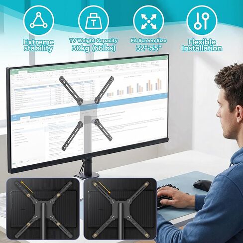 تمديد دعامة محول حامل التلفزيون، مجموعة لوحة محول تثبيت Vesa لشاشات LCD تزن 99 رطلاً، فتحات تثبيت ترقية تمديد Vesa الفولاذية حتى 400x400 مم، دعامة قابلة للتعديل in Kuwait