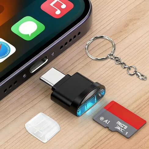 قارئ بطاقات من النوع C - قارئ بطاقات USB C، قارئ بطاقات محمول للهاتف المحمول والسفر مع مجموعة سلسلة المفاتيح in Saudi Arabia