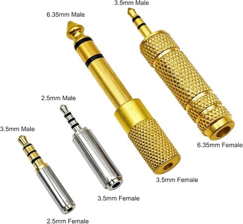 4-in-1 Audio Adapter Kit, 1/8" Male to 1/4" Female and 1/4" Male - 1/8" Female + 3.5mm to 2.5mm and 2.5mm - 3.5mm Adapter, Stereo Jack Converter for Headphone, Guitar Amplifier, Mic in Saudi Arabia