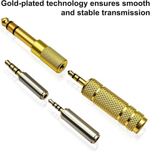 4-in-1 Audio Adapter Kit, 1/8" Male to 1/4" Female and 1/4" Male - 1/8" Female + 3.5mm to 2.5mm and 2.5mm - 3.5mm Adapter, Stereo Jack Converter for Headphone, Guitar Amplifier, Mic in Saudi Arabia