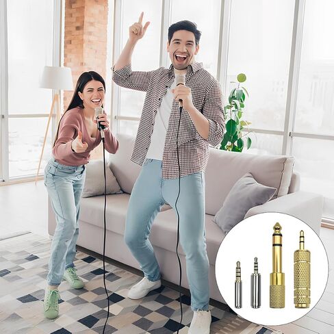 4-in-1 Audio Adapter Kit, 1/8" Male to 1/4" Female and 1/4" Male - 1/8" Female + 3.5mm to 2.5mm and 2.5mm - 3.5mm Adapter, Stereo Jack Converter for Headphone, Guitar Amplifier, Mic in Saudi Arabia