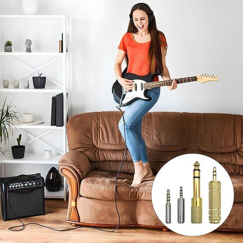 4-in-1 Audio Adapter Kit, 1/8" Male to 1/4" Female and 1/4" Male - 1/8" Female + 3.5mm to 2.5mm and 2.5mm - 3.5mm Adapter, Stereo Jack Converter for Headphone, Guitar Amplifier, Mic in Saudi Arabia