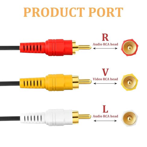 10FT RCA Audio Video Composite Cable, AV Cable Red/White/Yellow 3 Male to 3 Male for TV, DVD, VCR, Projector, Amplifier, Speaker, Satellite, Home Theater Receivers in Kuwait