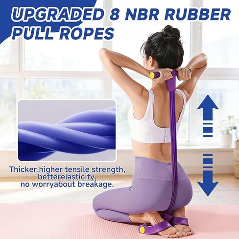 Multifunctional Pedal Resistance Band, 8-Tube Stretch Band with Handle, Fitness Shaping Yoga Exercise Equipment, Natural Rubber Tension Rope, for Abdominal, Leg, Arm and Back Slimming Training in Saudi Arabia