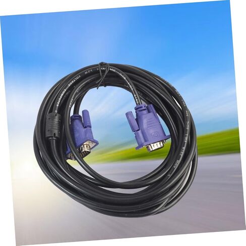 BESPORTBLE 5 Meters Vga Cable Male to Male Video Cord with Ferrite Core for Computer PC Monitor Projector Display Black Cable with Blue Connector Suitable for Office and Home Use in Kuwait