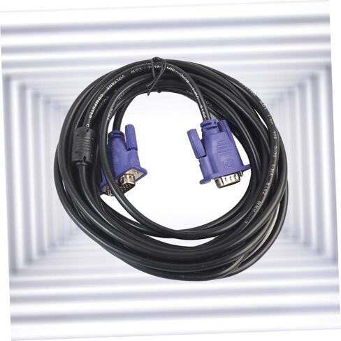 BESPORTBLE 5 Meters Vga Cable Male to Male Video Cord with Ferrite Core for Computer PC Monitor Projector Display Black Cable with Blue Connector Suitable for Office and Home Use in Kuwait