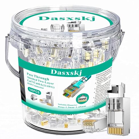100-Pack Cat7 Cat6A Pass Through Shielded RJ45 Connectors Modular Network RJ45 Plugs Ends for Cat7 Cat6A, 100PCS Strain Relief in Saudi Arabia