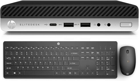 HP EliteDesk 800 G4 Mini PC Desktop Computer 35W Intel Core i5-8500T 6-cores 2.10GHz 16GB DDR4 RAM 256GB SSD Windows 11 Pro with Wireless Keyboard Mouse 2.4GHz Long Battery Life Black (Renewed) in Kuwait