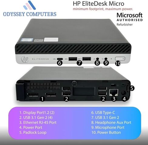 HP ProDesk 600 G5 Mini PC | Intel Core i7-9700T | 16GB RAM | 512GB NVMe | Built in AX210 Wi-Fi BT | Windows 11 Pro | Mini Desktop Computer (Renewed) (Intel i7 16GB RAM + 512GB NVMe) in Kuwait