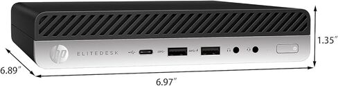 كمبيوتر HP EliteDesk 800 G5 Mini Business Desktop، Core i7-9700T، ذاكرة الوصول العشوائي DDR4 سعة 8 جيجابايت، SSD 256 جيجابايت، لوحة مفاتيح وماوس، WiFi، Windows 11 Pro (متجدد) in Kuwait