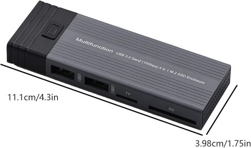حاوية 2 في 1 USB3.2 Gen2 Hub M.2 NVMe SSD مع فتحات بطاقة TF SD تصميم قفل أمان لنقل البيانات بسرعة 10 جيجابت في الثانية لهاتف الكمبيوتر الشخصي in Kuwait