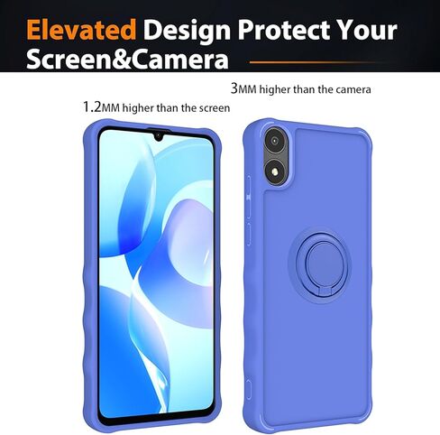 for AriVoice A67L Case Compatible for Foxx FoxxD A67L Phone Case Cover [with Tempered Glass Screen Protector][ 2MM Thickening Super Protection][Ring Support] Blue in Kuwait