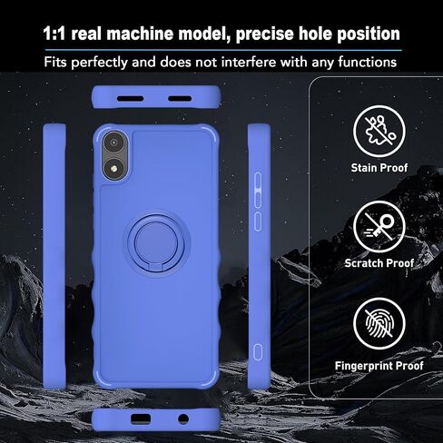 for AriVoice A67L Case Compatible for Foxx FoxxD A67L Phone Case Cover [with Tempered Glass Screen Protector][ 2MM Thickening Super Protection][Ring Support] Blue in Kuwait