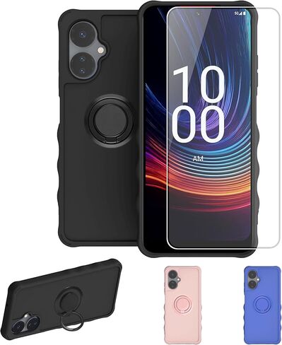 for AriVoice A67L Case Compatible for Foxx FoxxD A67L Phone Case Cover [with Tempered Glass Screen Protector][ 2MM Thickening Super Protection][Ring Support] Blue in Kuwait