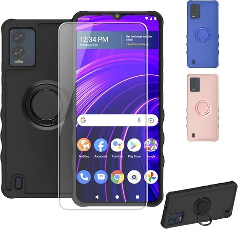 for AriVoice A67L Case Compatible for Foxx FoxxD A67L Phone Case Cover [with Tempered Glass Screen Protector][ 2MM Thickening Super Protection][Ring Support] Blue in Kuwait