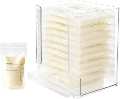 Rainmae Breastmilk Storage Bag Organizer, Breastmilk Freezer Tray, Breast Milk Storage Tower, Convenient Storage for Milk Freezer Bags, Efficiently Store in Freezer Organizer Tower for Nursing Feeding in Saudi Arabia