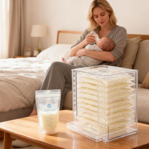 Rainmae Breastmilk Storage Bag Organizer, Breastmilk Freezer Tray, Breast Milk Storage Tower, Convenient Storage for Milk Freezer Bags, Efficiently Store in Freezer Organizer Tower for Nursing Feeding in Saudi Arabia