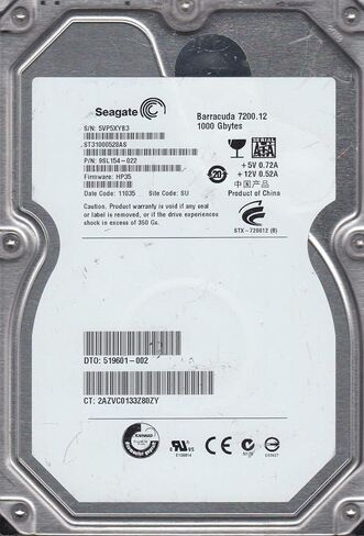 محرك الأقراص الصلبة سيجيت 1 تيرابايت 7.2K 3.5 SATA 3G 32 ميجابايت - ST31000528AS (متجدد) in Kuwait