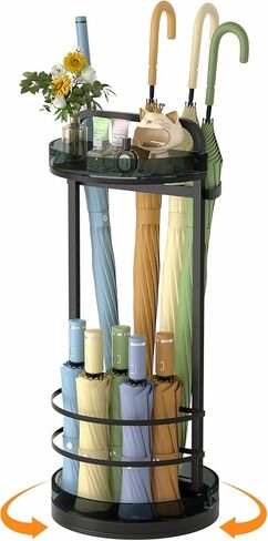 Minimalist Umbrella Stand for Indoor Entryway, Free Standing Umbrella Holder Holds 12+ Paraguas/Canes - Metal Storage Rack with Acrylic Basket & Drip Tray for Home Office Hall in Saudi Arabia