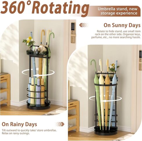 Minimalist Umbrella Stand for Indoor Entryway, Free Standing Umbrella Holder Holds 12+ Paraguas/Canes - Metal Storage Rack with Acrylic Basket & Drip Tray for Home Office Hall in Saudi Arabia