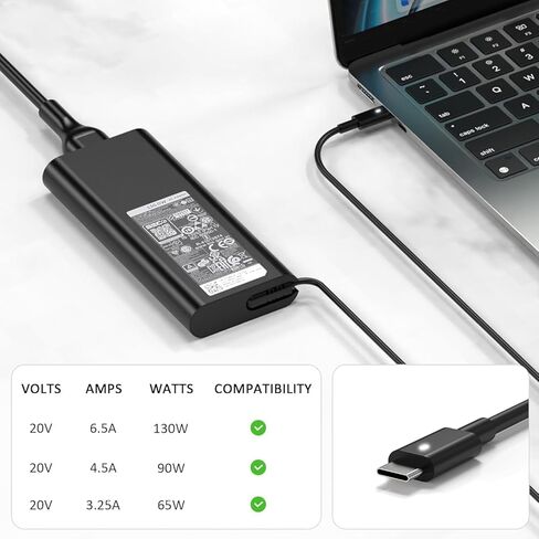 شاحن كمبيوتر محمول USB C بقوة 130 واط متوافق مع Dell XPS 15 9500 9510 9520 9530 9575 2 في 1 XPS 17 9700 9710 9720 Precision 5550 5560 5750 5760 Latitude 5520 7410 DA130PM170 HA130PM170 in Kuwait