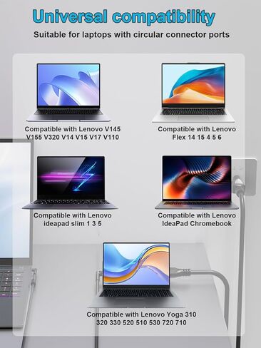 شاحن 65 واط 45 واط متوافق مع Lenovo V14 V15 N22 N42 Yoga 710 IdeaPad Slim Flex 1 3 5 4 6 100 110 130 310 310S 320 330 L340 510 520 530 C340 C640 S130 S145 S340 S540 S740 الكمبيوتر المحمول in Kuwait