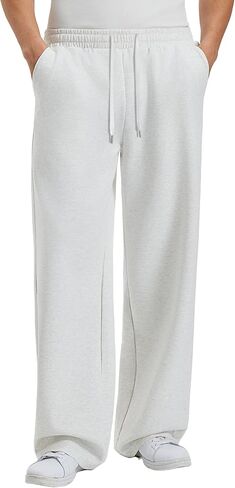 بنطلون رياضي فضفاض للرجال من Susclude، بنطال رياضي فضفاض برباط وخصر مطاطي وساق واسعة، سروال رياضي فضفاض من القطن in Kuwait