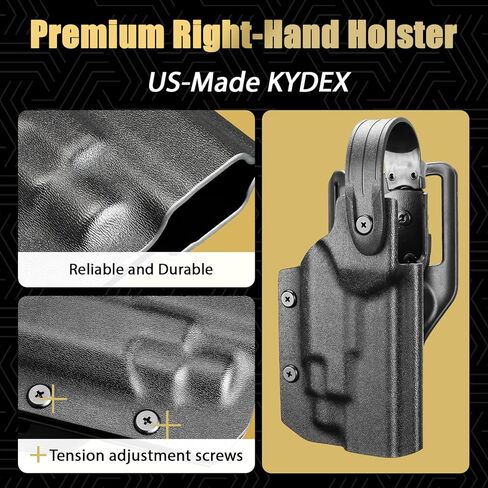 حافظة كيديكس المحملة للضوء من WARRIORLAND لـ Glock 17/19/34 Gen3-5 /19X/44/45 - تناسب TLR-7 X/TLR-7 HL-X/TLR-7A/ TLR-8A /TLR-8 X والمزيد - مع قطع بصري وحلقة حزام متوسطة الركوب مقاس 2.0 بوصة in Saudi Arabia