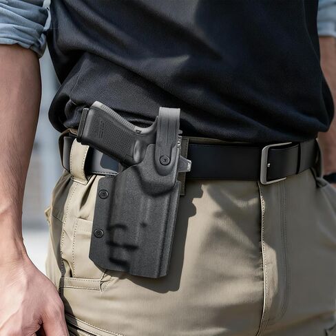 حافظة كيديكس المحملة للضوء من WARRIORLAND لـ Glock 17/19/34 Gen3-5 /19X/44/45 - تناسب TLR-7 X/TLR-7 HL-X/TLR-7A/ TLR-8A /TLR-8 X والمزيد - مع قطع بصري وحلقة حزام متوسطة الركوب مقاس 2.0 بوصة in Saudi Arabia