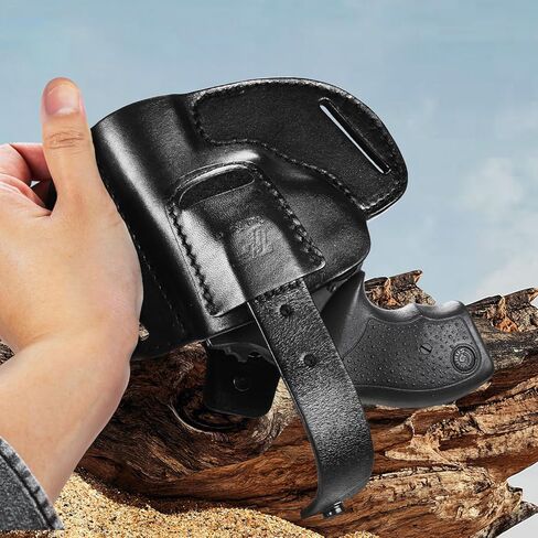 حافظة جلدية مصنوعة يدويًا من GUN & FLOWER لإطار S&W J، .38 مسدسات خاصة Ruger LCR، S&W 442/642، Taurus، Charter، وغيرها من 38 مسدسات أنف خاصة يصل طولها إلى 2.25 بوصة in Kuwait