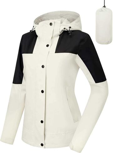 Rain Jacket for Women Waterproof Hooded Raincoat with Pockets Packable Windbreaker for Hiking Travel in Saudi Arabia