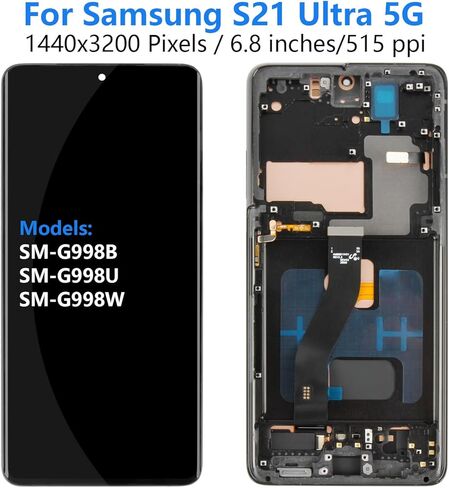 A-MIND OLED for Samsung Galaxy S21 Ultra 5G Screen Replacement for Samsung S21 Ultra Touch Digitizer Screen LCD Display Assembly with Tool kits G998U G998B SM-G998B SM-G998U Black with Frame in Saudi Arabia
