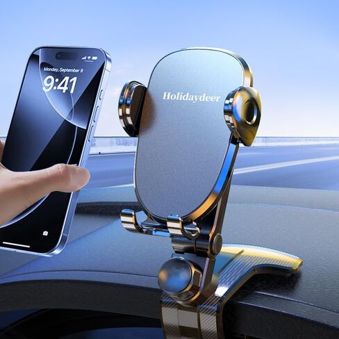 Holidaydeer قابل للدوران 360 درجة، حامل هاتف السيارة، حامل هاتف من السيليكون للوحة قيادة السيارة، حامل الهاتف الخلوي بدون استخدام اليدين للسيارة متوافق مع iPhone 17 16 15 14 13 12 Pro Max جميع الهواتف الذكية in Kuwait