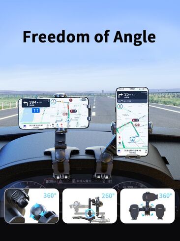 Holidaydeer قابل للدوران 360 درجة، حامل هاتف السيارة، حامل هاتف من السيليكون للوحة قيادة السيارة، حامل الهاتف الخلوي بدون استخدام اليدين للسيارة متوافق مع iPhone 17 16 15 14 13 12 Pro Max جميع الهواتف الذكية in Kuwait