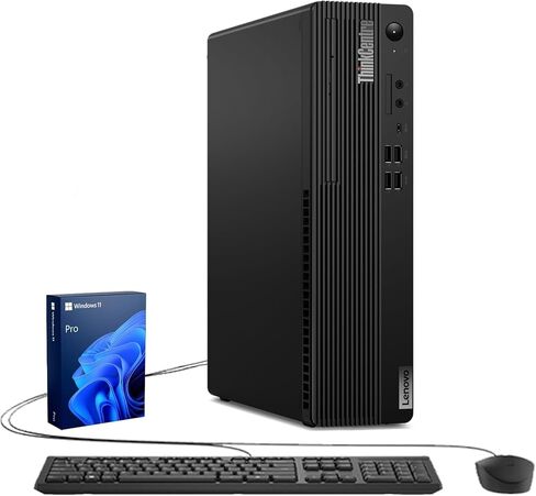 كمبيوتر مكتبي Lenovo ThinkCentre M70s SFF، معالج Intel Core من الجيل العاشر حتى 4.3 جيجا هرتز، ذاكرة وصول عشوائي DDR4 سعة 16 جيجا بايت، محرك أقراص SSD سعة 512 جيجا بايت، واي فاي، لوحة مفاتيح وماوس، Windows 11 Pro (متجدد) in Kuwait