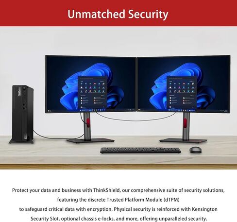 كمبيوتر مكتبي Lenovo ThinkCentre M70s SFF، معالج Intel Core من الجيل العاشر حتى 4.3 جيجا هرتز، ذاكرة وصول عشوائي DDR4 سعة 16 جيجا بايت، محرك أقراص SSD سعة 512 جيجا بايت، واي فاي، لوحة مفاتيح وماوس، Windows 11 Pro (متجدد) in Kuwait