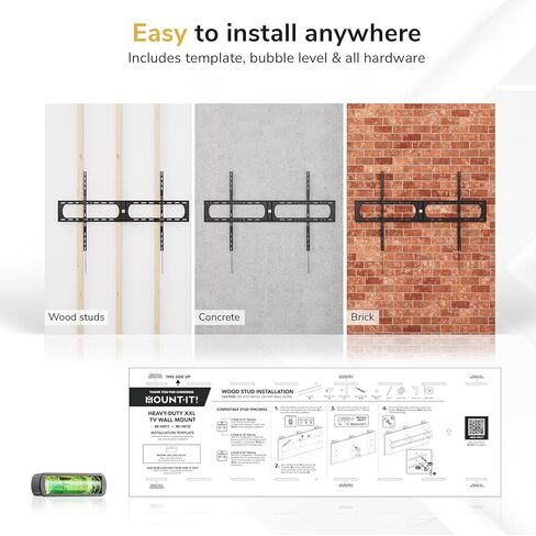 Mount-It! Heavy-Duty Fixed TV Wall Mount for 98–140 Inch TVs, 275 lb Capacity, Ultra-Low 1.3″ Profile, 4× Load Tested Steel Bracket, Max VESA 1200×800 in Saudi Arabia