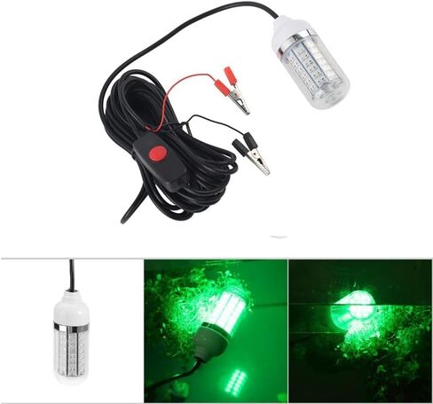 ضوء صيد LED أخضر - IP68 مقاوم للماء غاطس 108-LED جاذب للطعم مع سلك طاقة 5 متر ومشبك بطارية للليل والقوارب والرصيف والصيد على الجليد in Kuwait