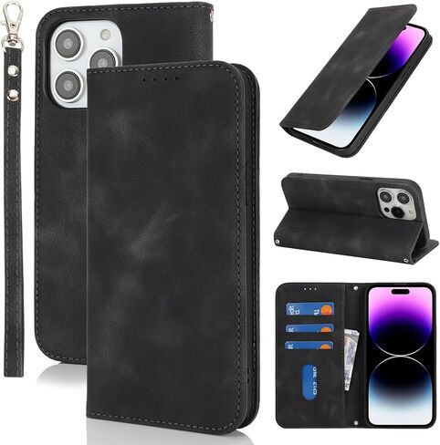 Jaorty Fit for iPhone 14 Pro Max 5G Phone Case Wallet with Wrist Strap for Women Men,Wallet Case for iPhone 14 Pro Max with Card Holder,Cash Pocket PU Leather Magnetic with Kickstand,6.7" Yellow in Saudi Arabia