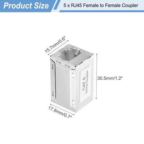 MECCANIXITY 5PCS RJ45 CAT6 8P8C Ethernet Coupler, Ethernet Coupler Female to Female in Line Cat6 Cat5e Cat5 Extender Cable Adapter, Silver in Saudi Arabia