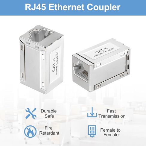 MECCANIXITY 5PCS RJ45 CAT6 8P8C Ethernet Coupler, Ethernet Coupler Female to Female in Line Cat6 Cat5e Cat5 Extender Cable Adapter, Silver in Saudi Arabia